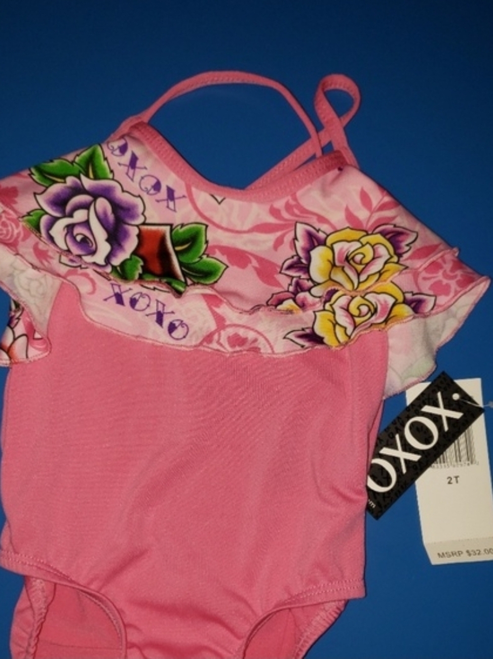 XOXO Pink Floral Ruffle One-Piece Swimsuit